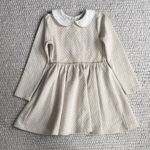 Janie and Jack Cream and gold Dress with Peter Pan Collar size 7